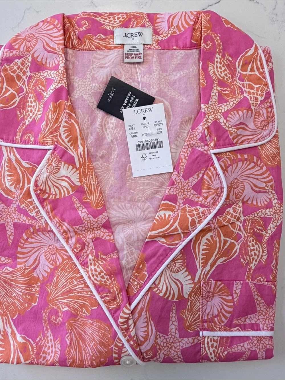 J. Crew Pink Two Piece Short Sleeve Top & Shorts Pajama Set in Regal Rose SZ XXL